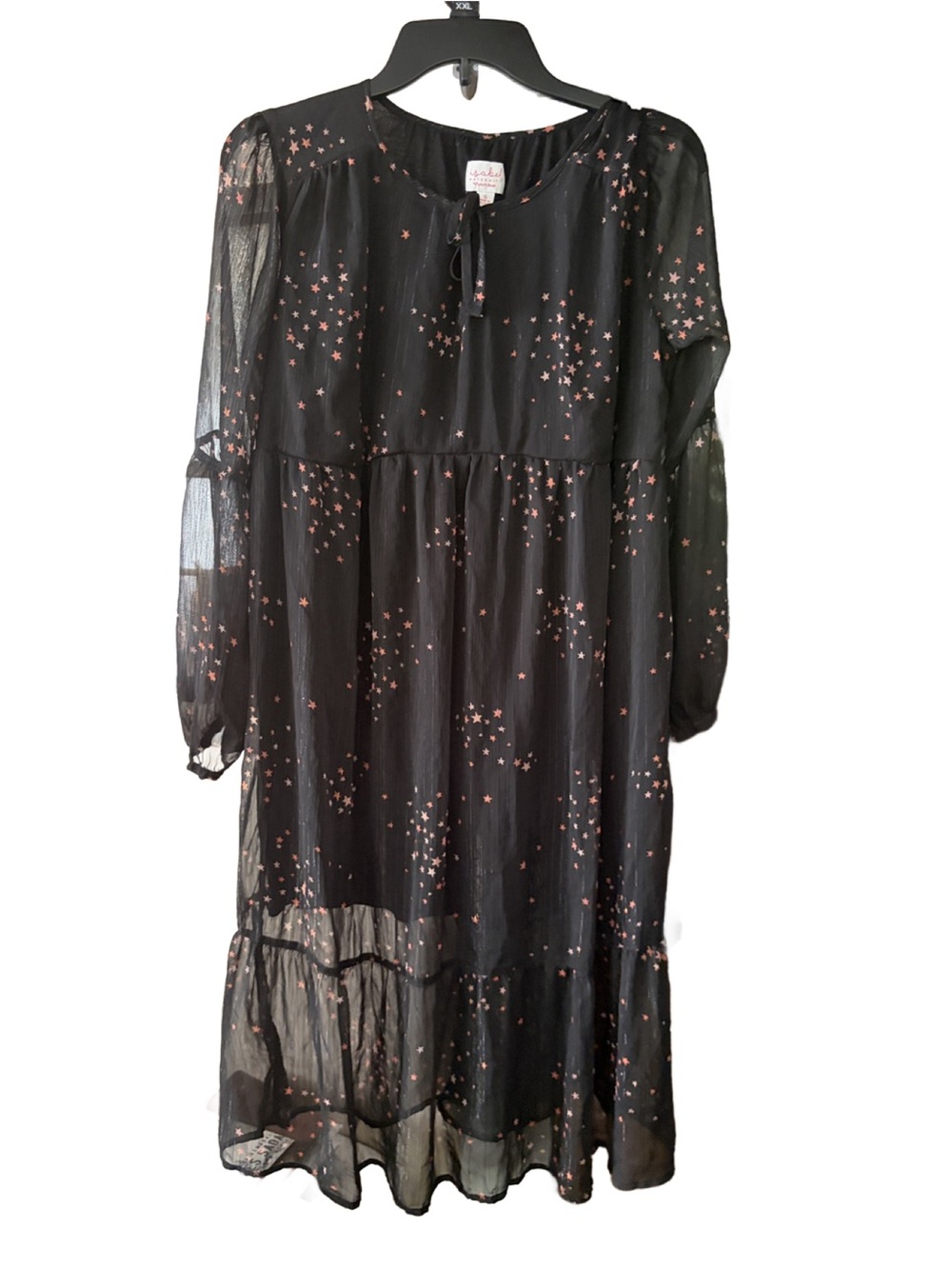 Isabel Maternity ldress Midi Dress with Pink Star Print